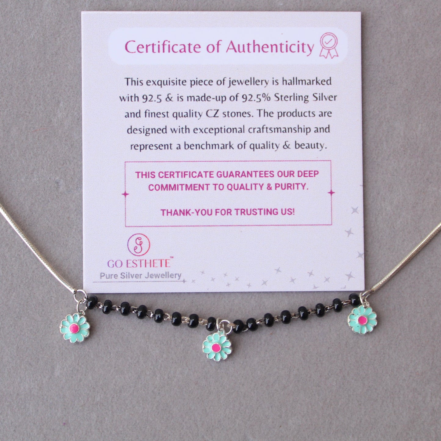 92.5 Pure Silver Nazariya Bracelet With Floral Charms