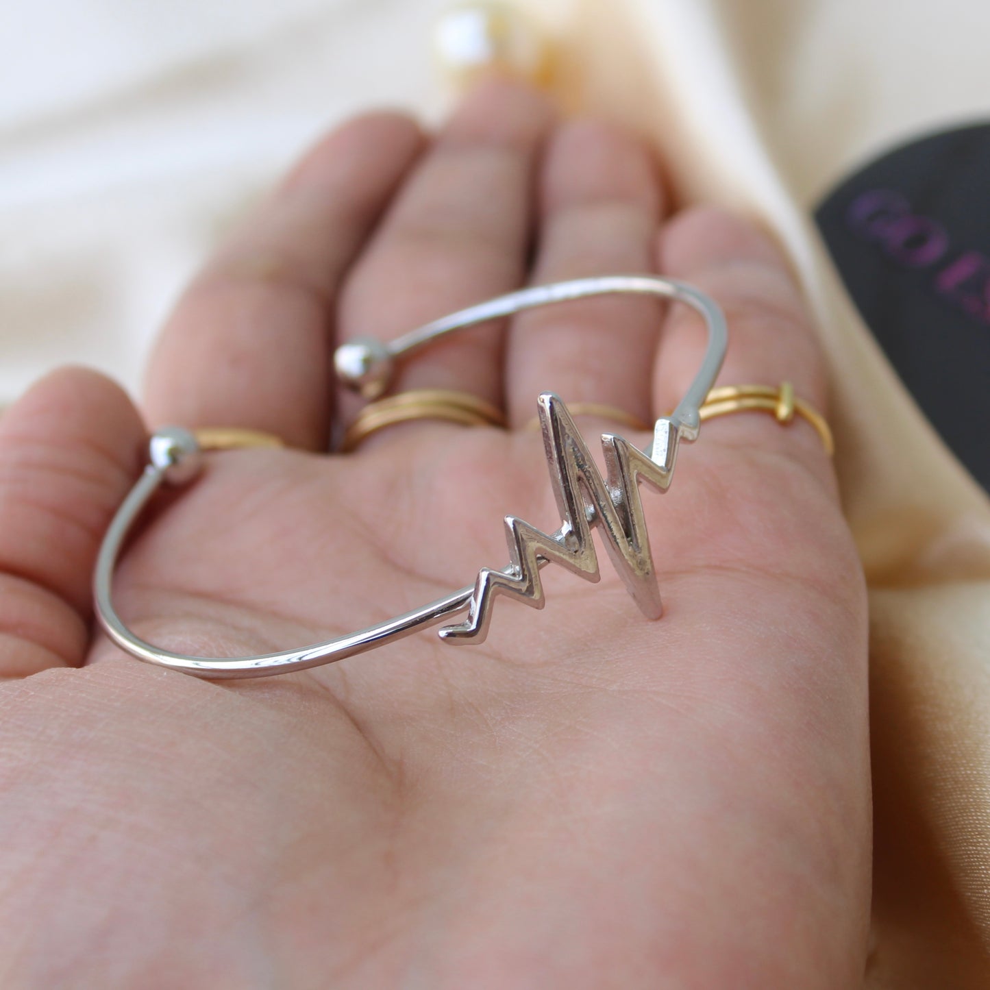 Heartbeat Design Silver Bracelet