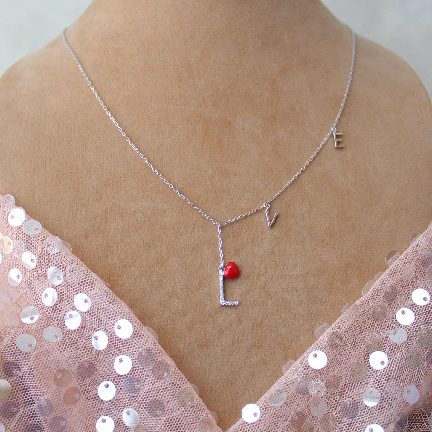 92.5 Sterling Silver Chain With ‘LOVE’ Charms