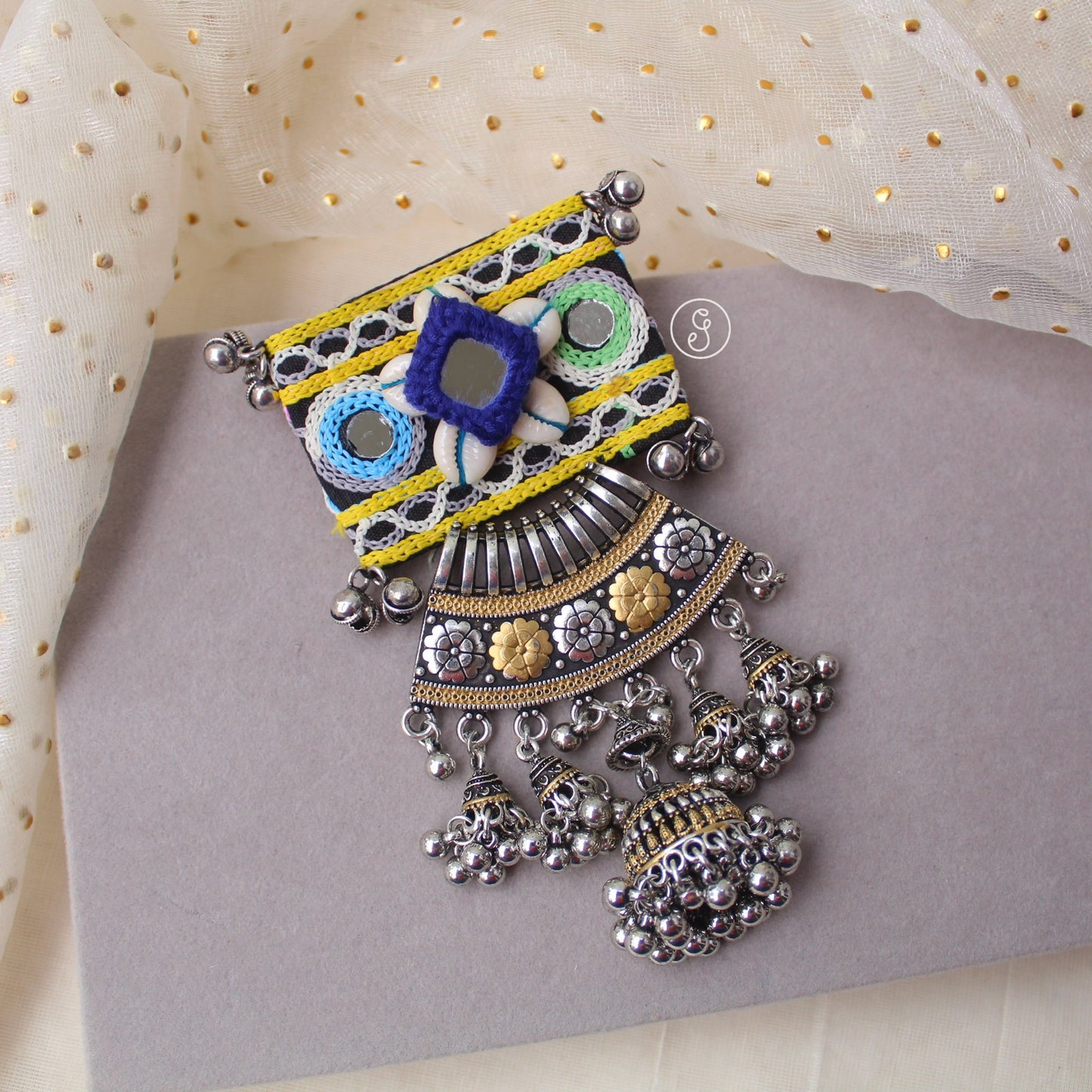 Classic Gamthi Patch Work Hair Brooch Hair-Clip