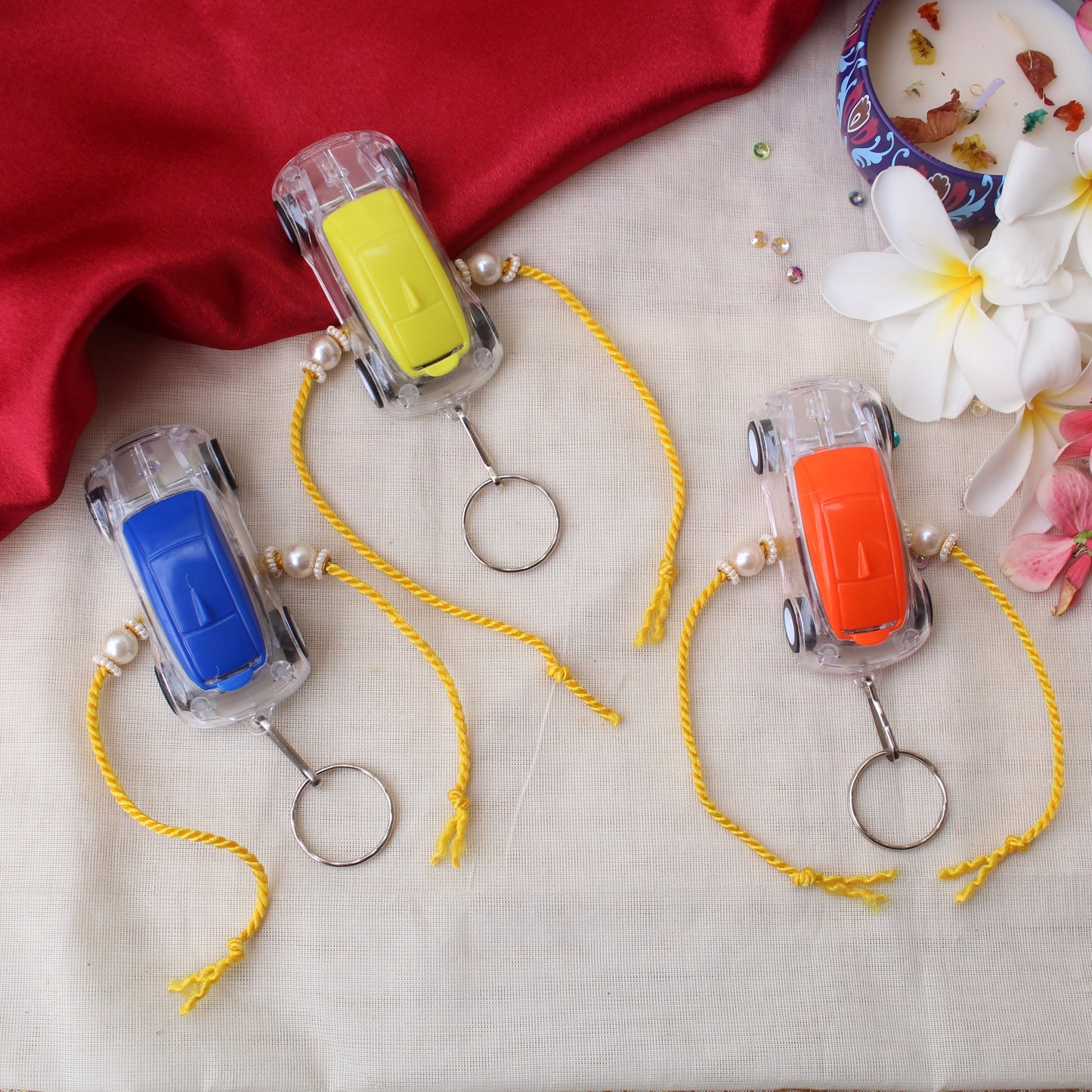 Lighting Car Kids Rakhi+Toy+ Keychain (Single)