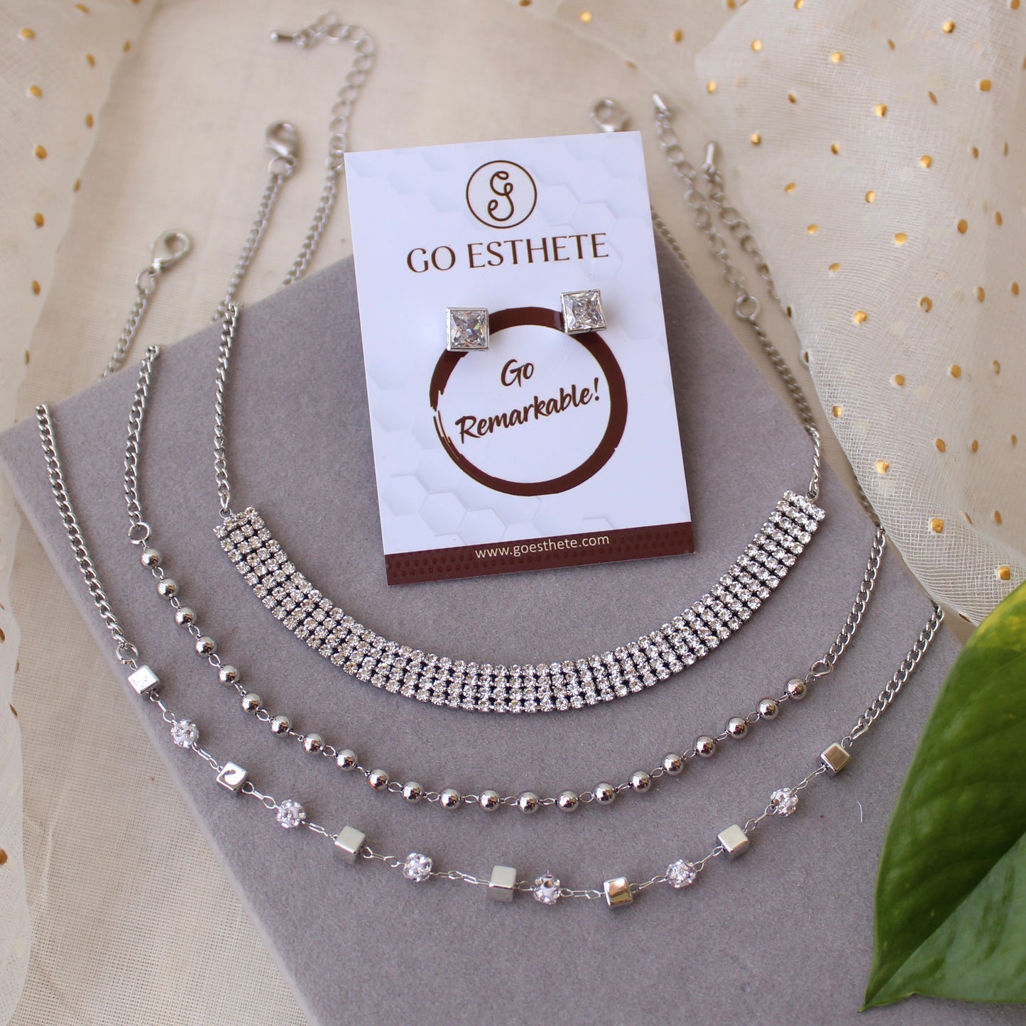 Set of 3 Chains With Free Pair of Matching Studs