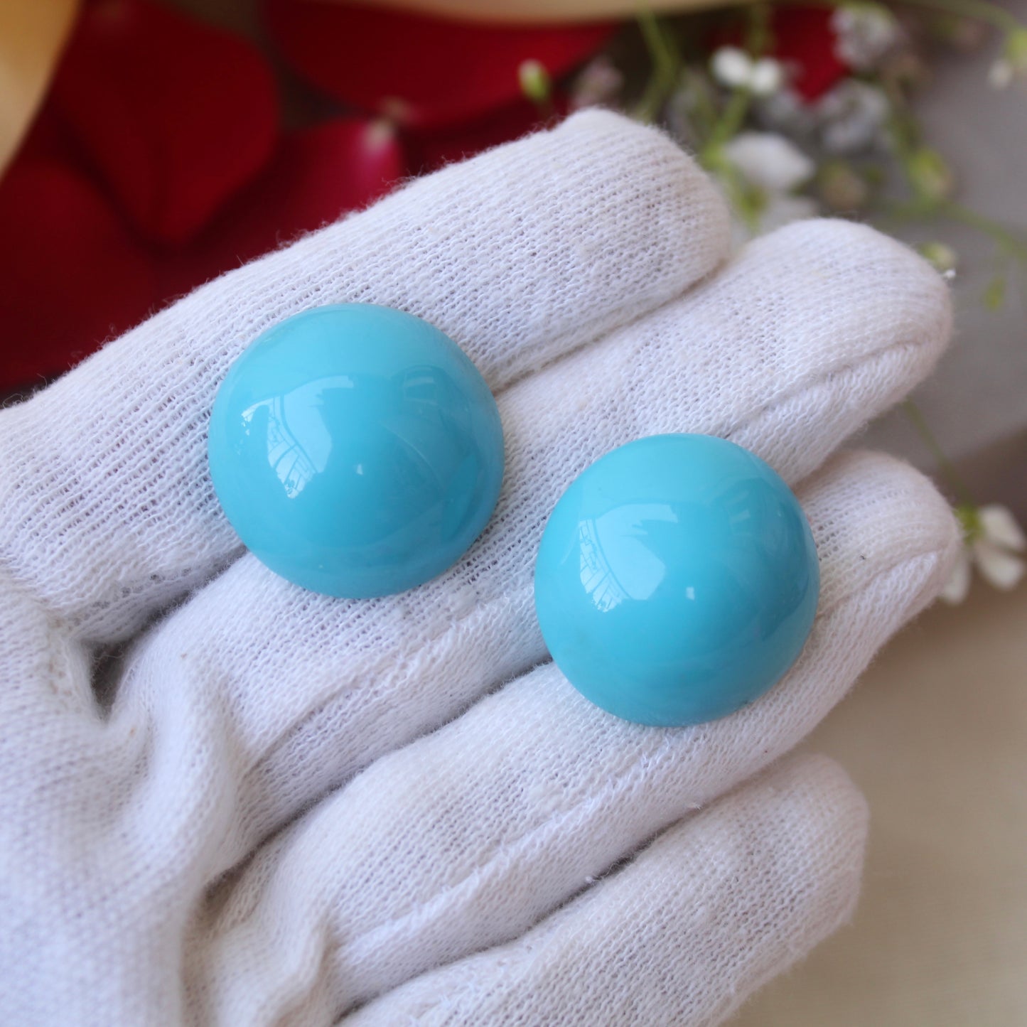 Aqua Blue Large Sized Stud Earrings
