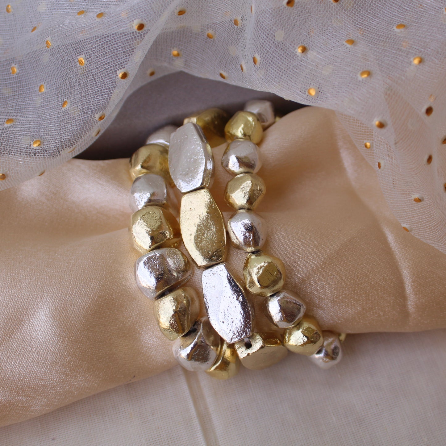 Sassy Dual Tone Anti-Tarnish Stack Of Bracelets