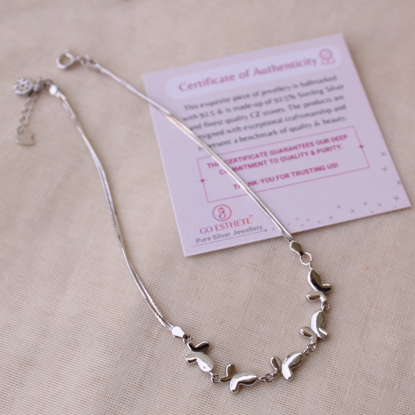 92.5 Pure Silver Butterfly Design Anklet