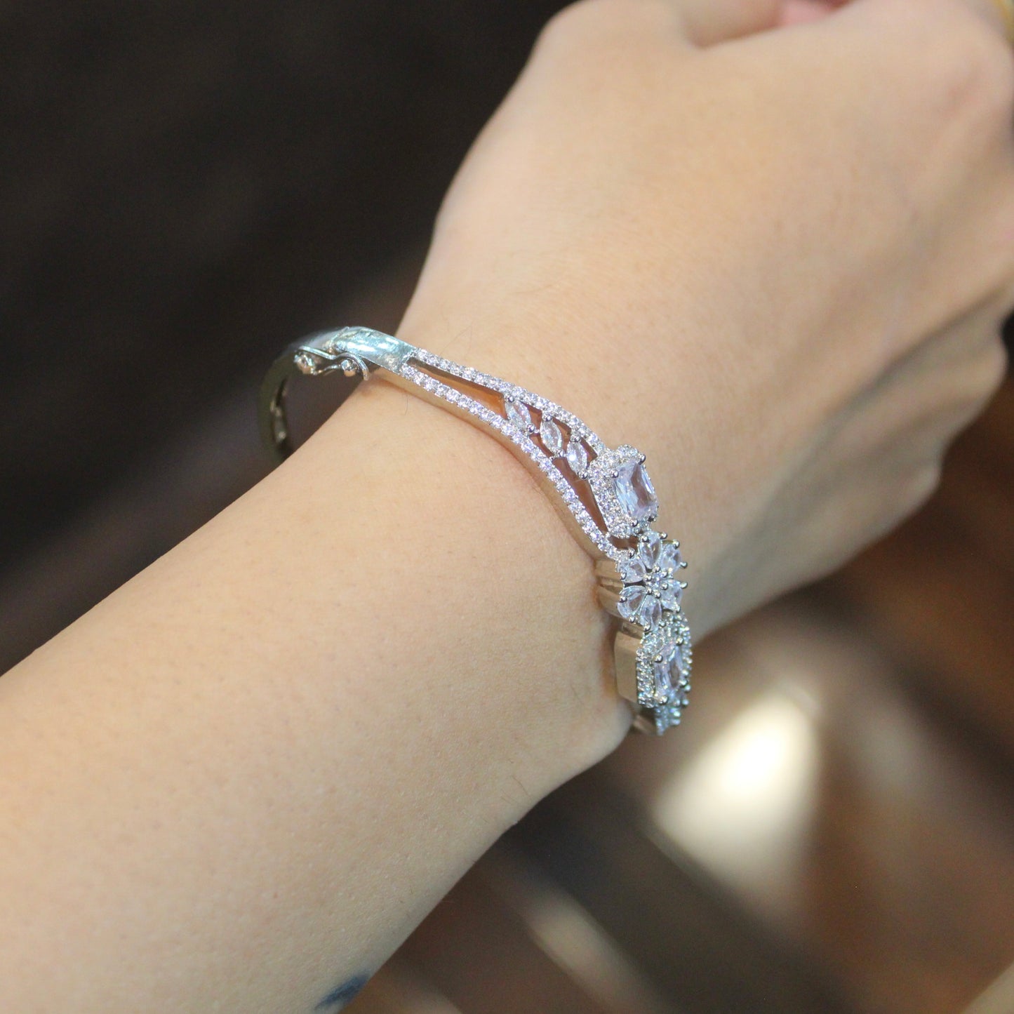 Classic Silver Toned CZ Diamond Bracelet