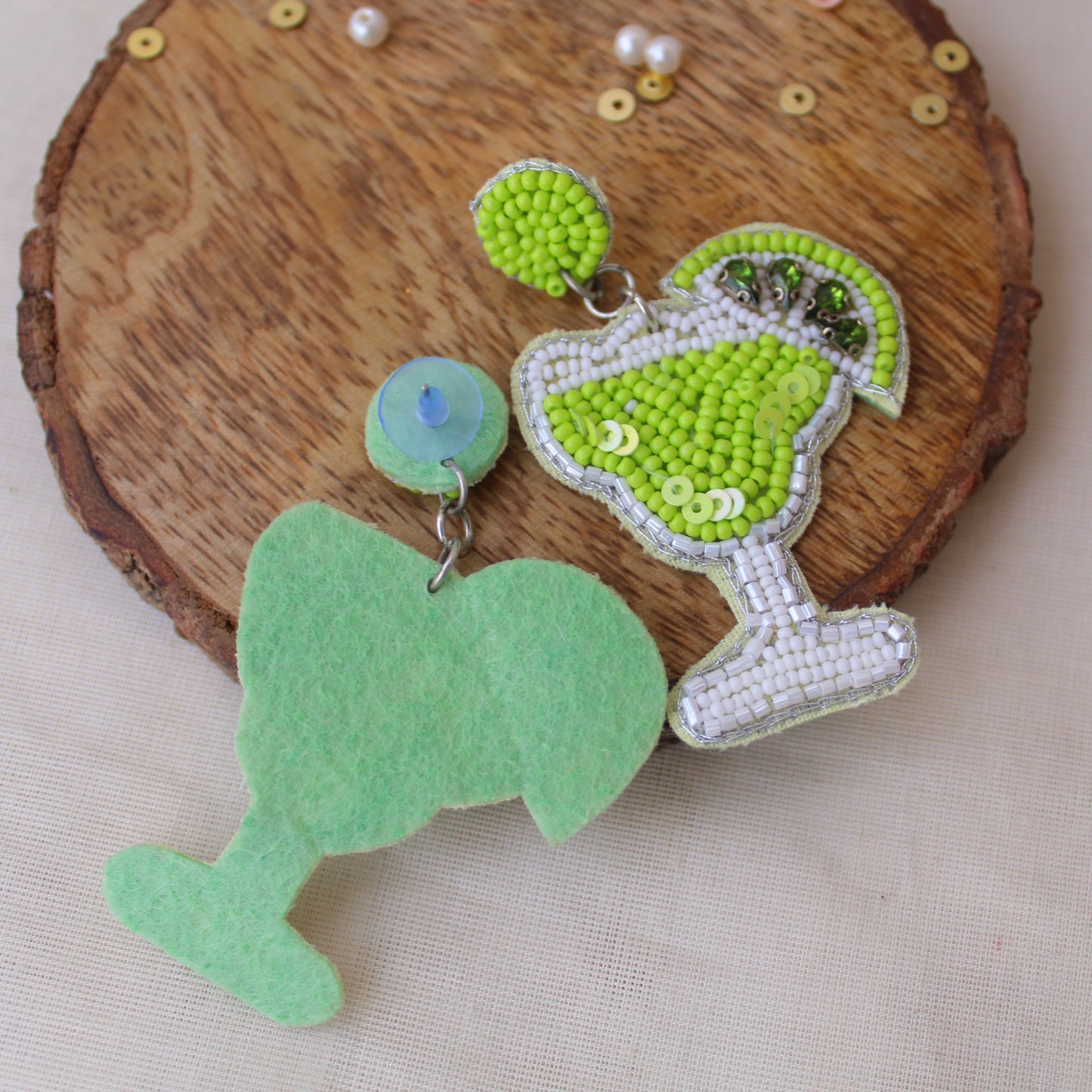 Gorgeous Green Beaded Juice Glass Earrings