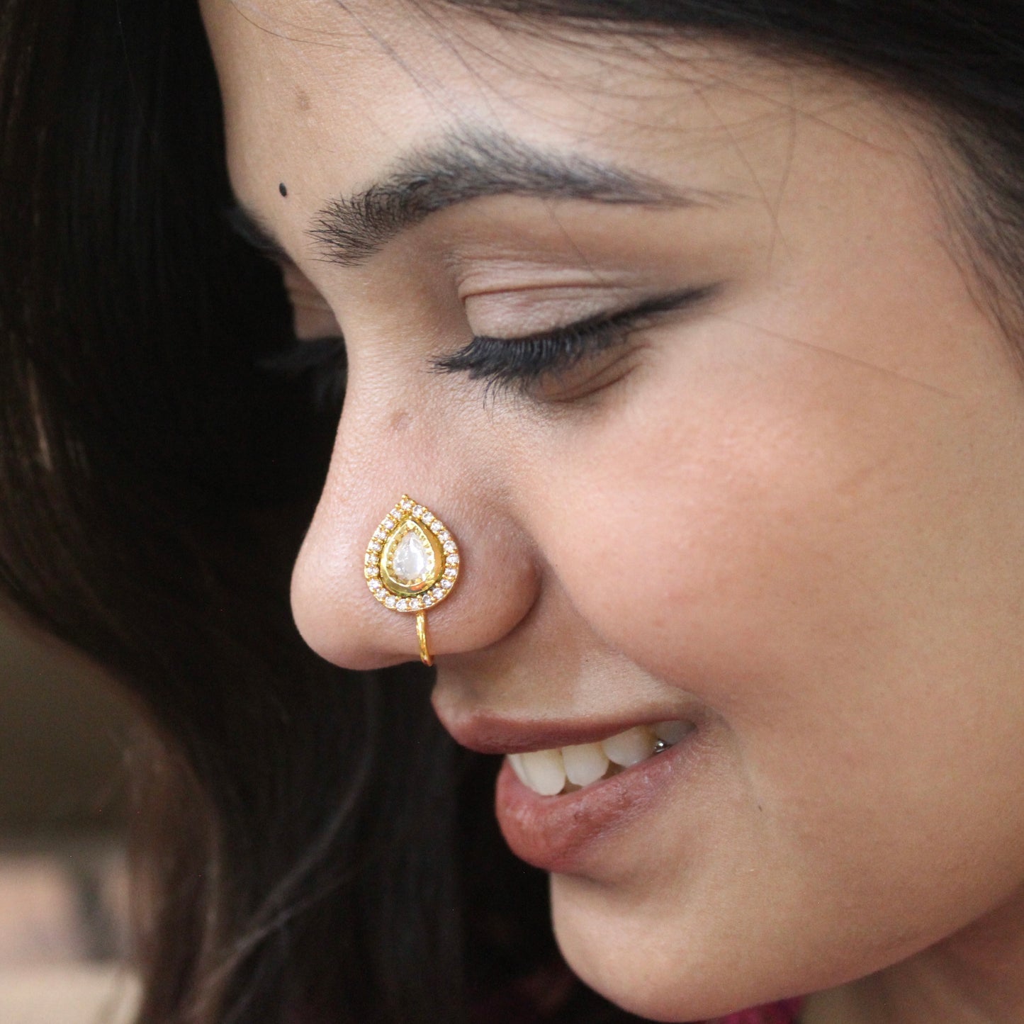 Elegant Kundan & AD Press-On Nosepin