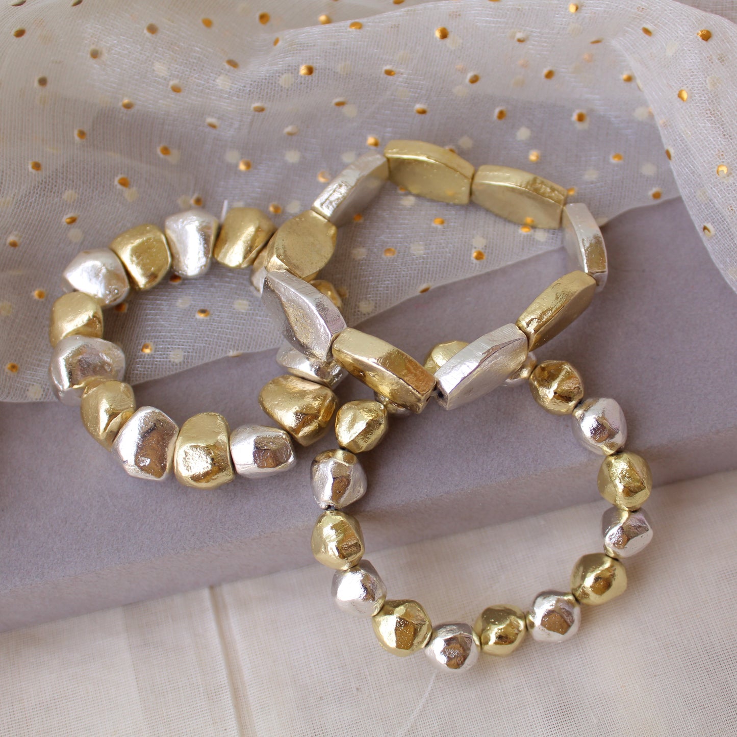 Sassy Dual Tone Anti-Tarnish Stack Of Bracelets