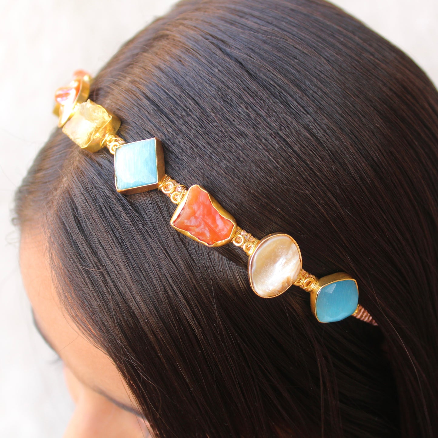 Premium Colourful Monalisa Stones Hairband