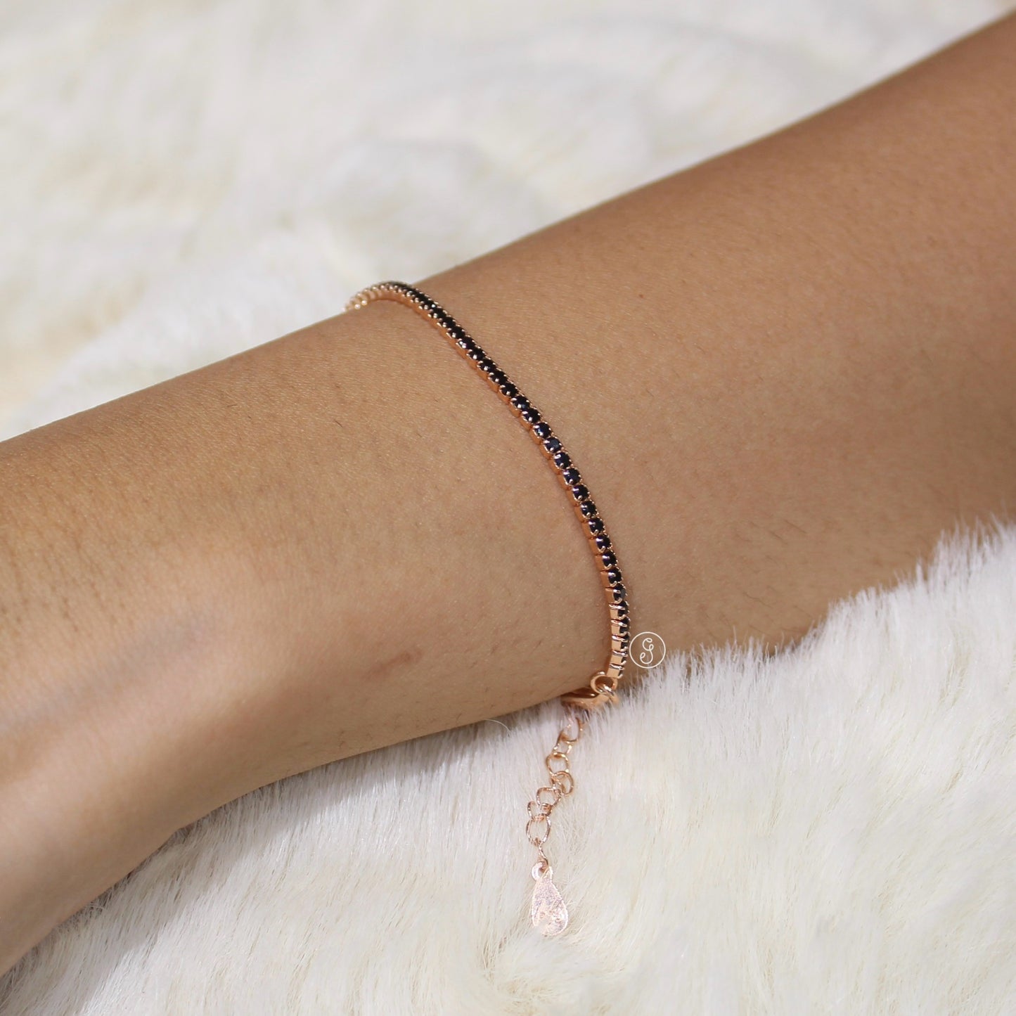 92.5 Sterling Silver Midnight Sparkle CZ Bracelet