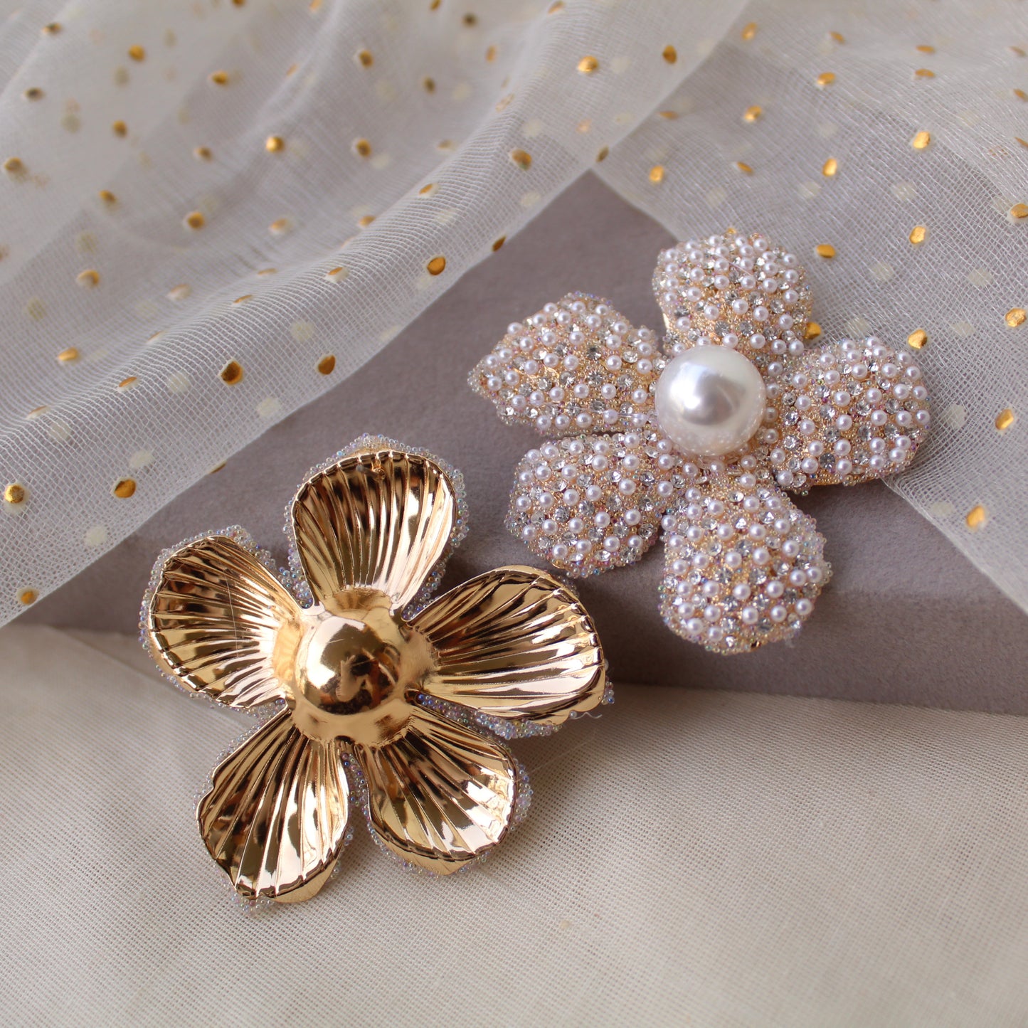Fabulous Pearl Embellished Flower Earrings