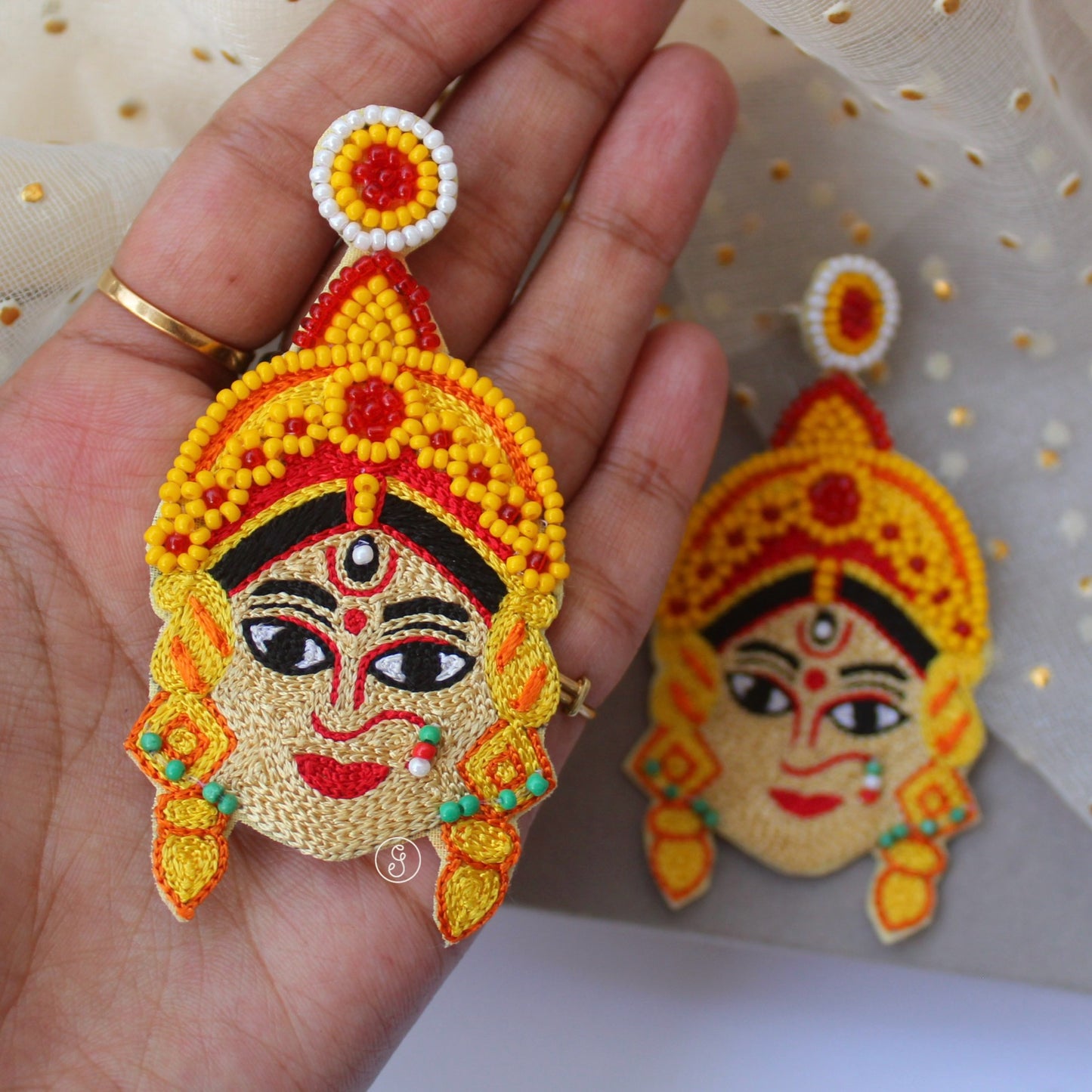 Divine Durga Maa Beaded Light Weight Earrings