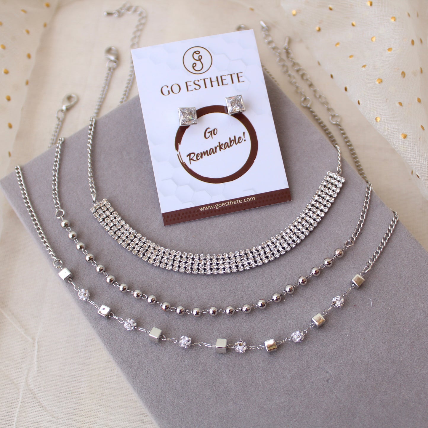 Set of 3 Chains With Free Pair of Matching Studs