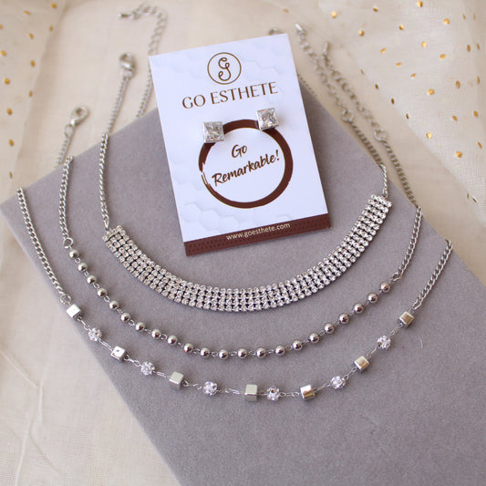 Set of 3 Chains With Free Pair of Matching Studs