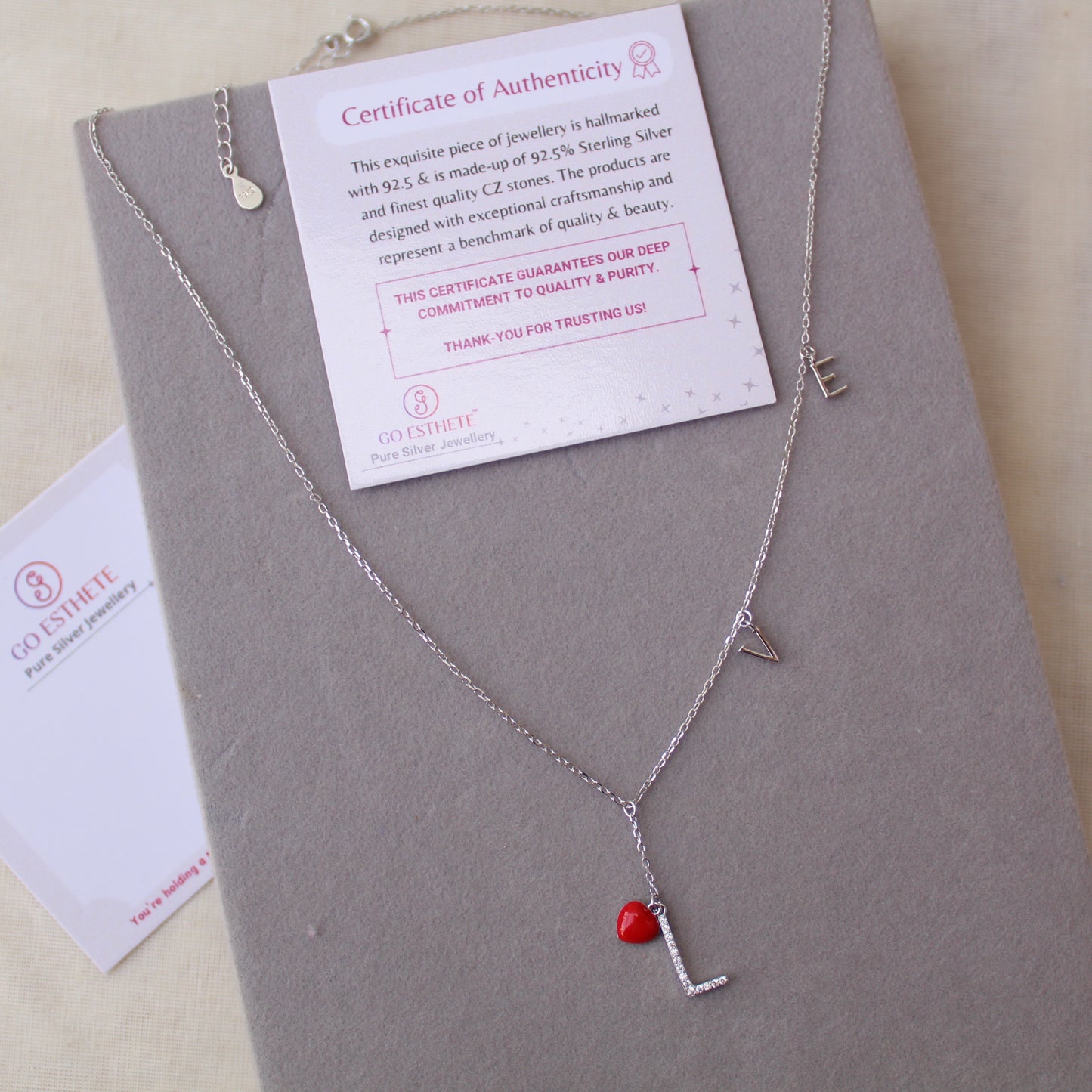 92.5 Sterling Silver Chain With ‘LOVE’ Charms