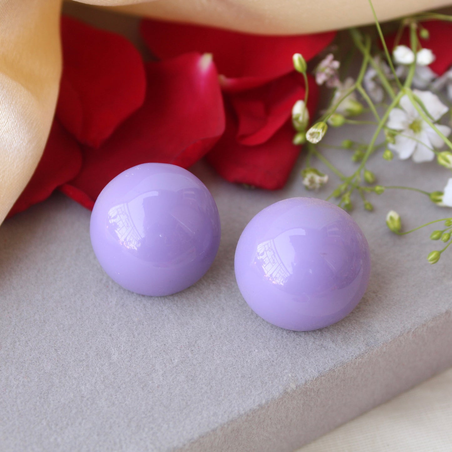 Lavender Large Sized Stud Earrings