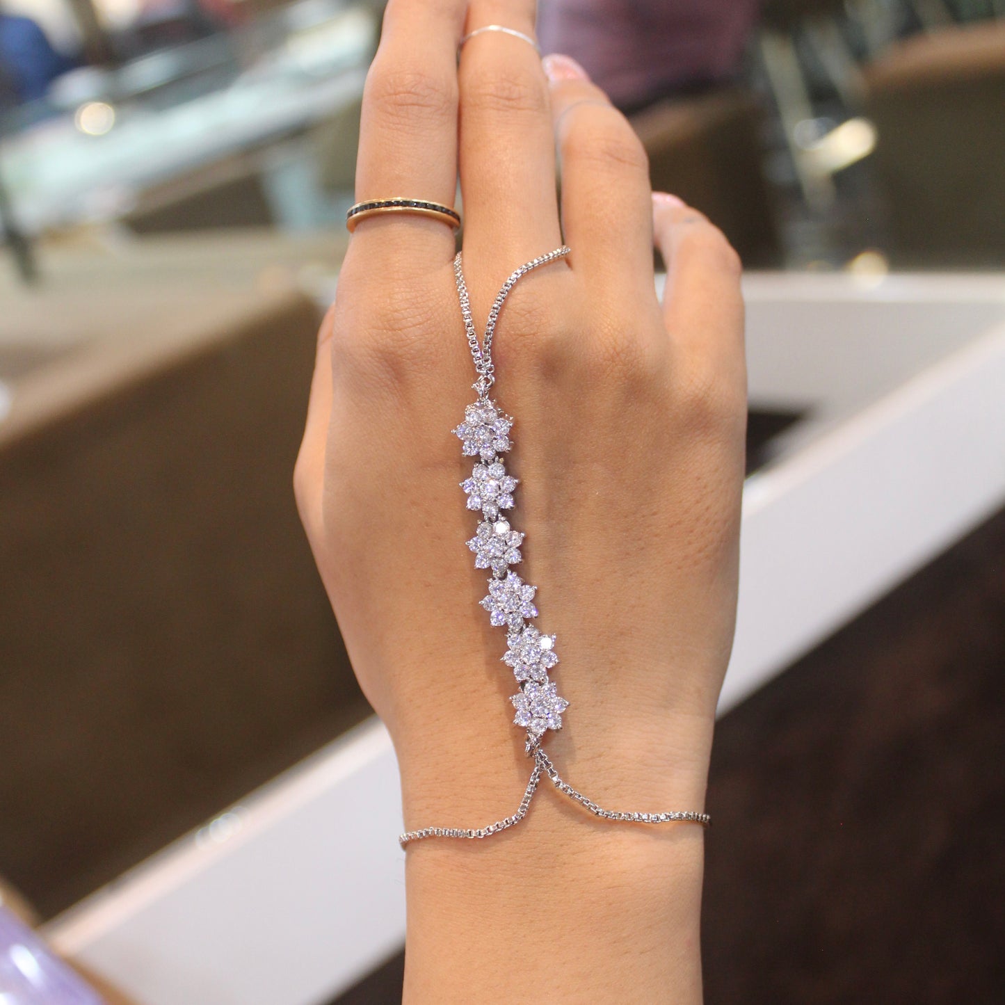 Silver AD Diamond-Embellished Bracelet