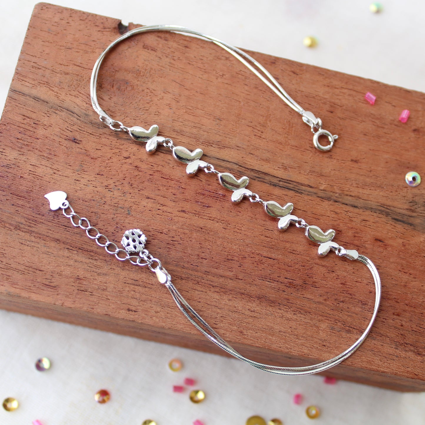 92.5 Pure Silver Butterfly Design Anklet