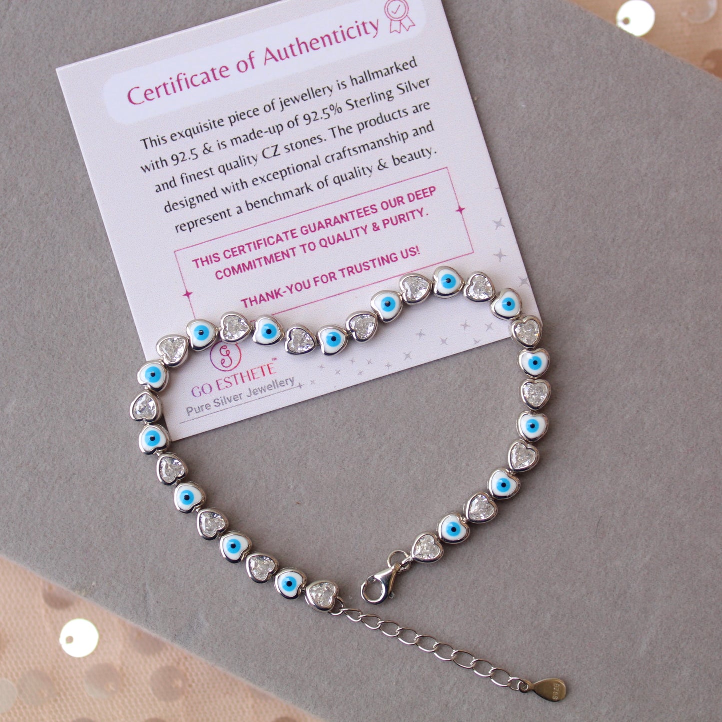 92.5 Sterling Silver Heart Design Bracelet