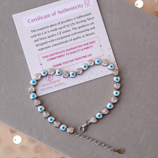 92.5 Sterling Silver Heart Design Bracelet