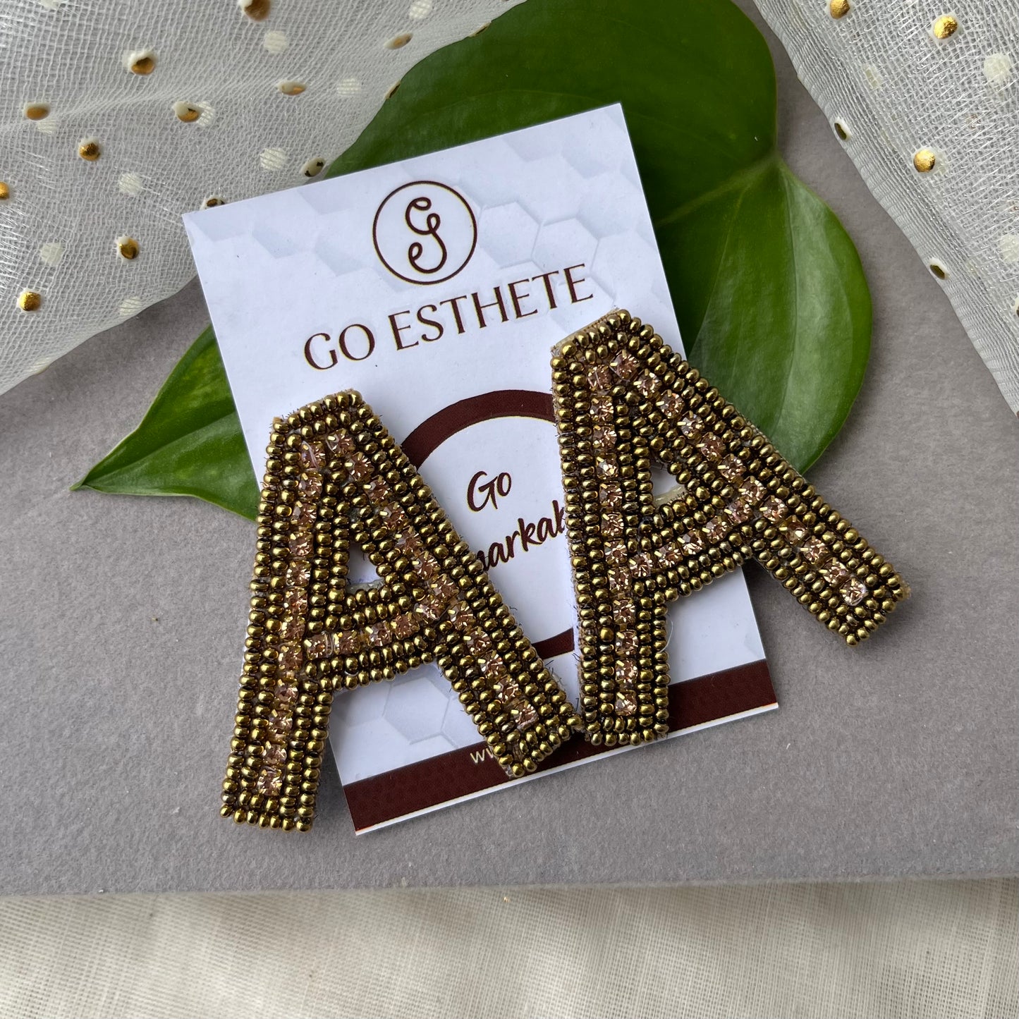 ‘A’ Initial Light Weight Beaded Earrings