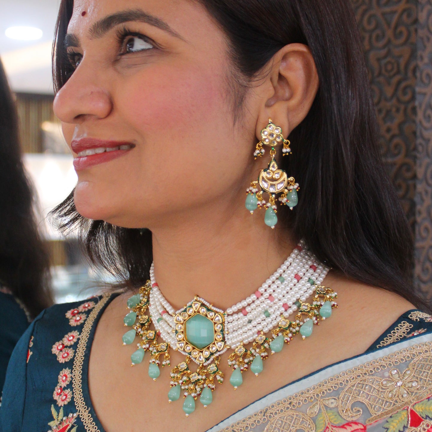 Classic Gold Alike Pearls & Kundan Set