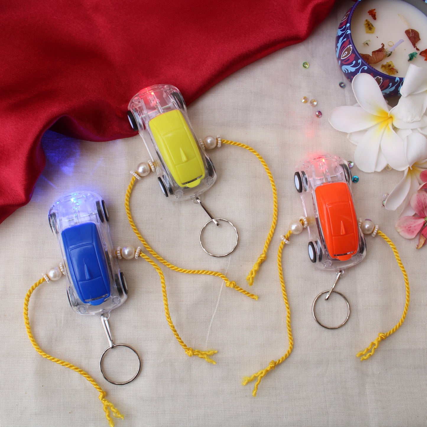 Lighting Car Kids Rakhi+Toy+ Keychain (Single)