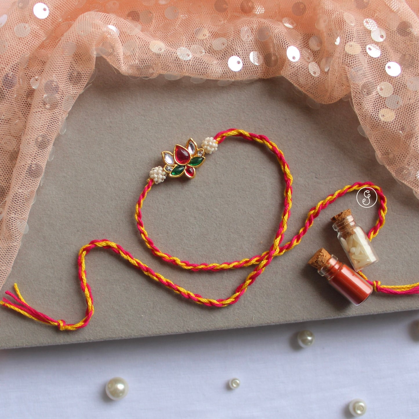 Bhai & Bhabhi Rakhi - Watch & Lotus Design