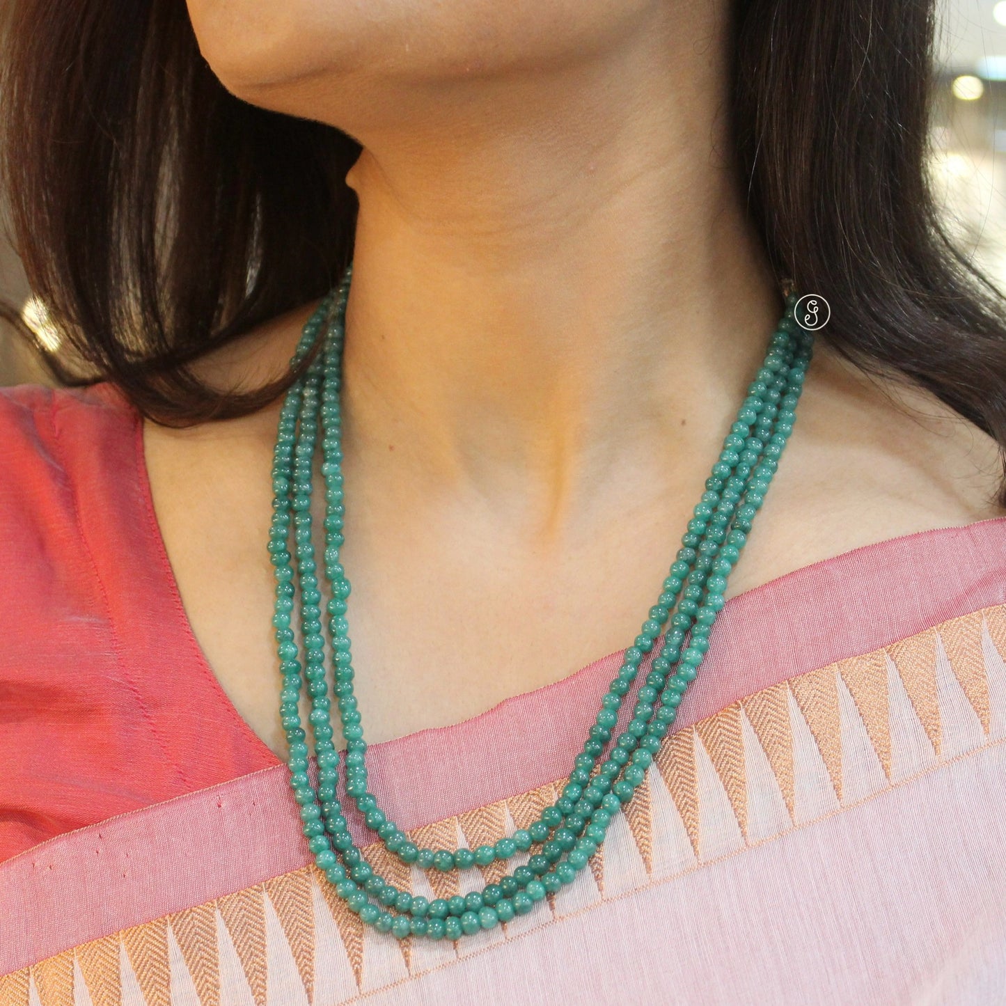 Elegant Jade Green Beads Mala Necklace