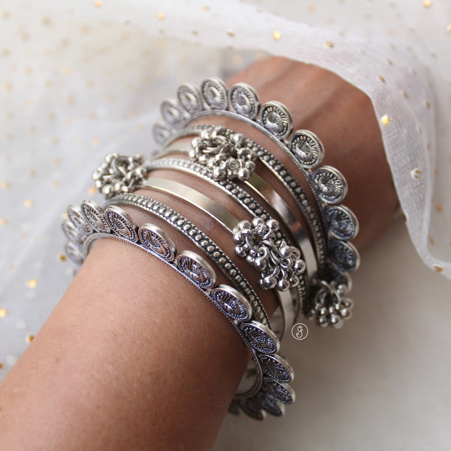 Oxidised Silver Set of Bangles (Size 2.6-2.8)