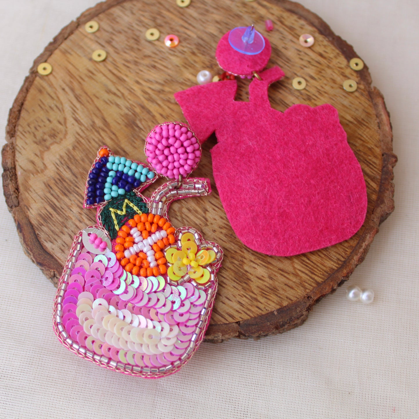 Pink & Multicolour Beaded Mocktail Earrings