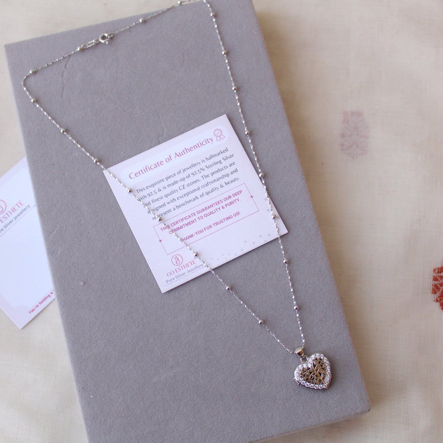 92.5 Pure Silver Chain With Secret Heart Pendant