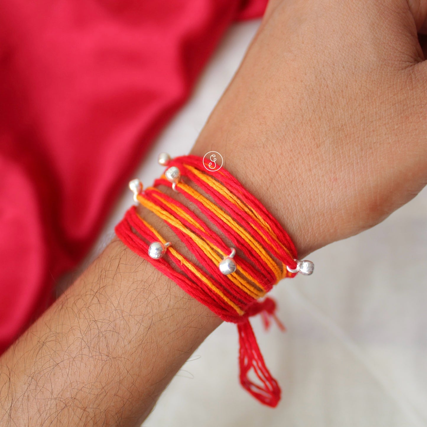 Pure Silver Ghungroo Rakhi with Sacred Moli Thread