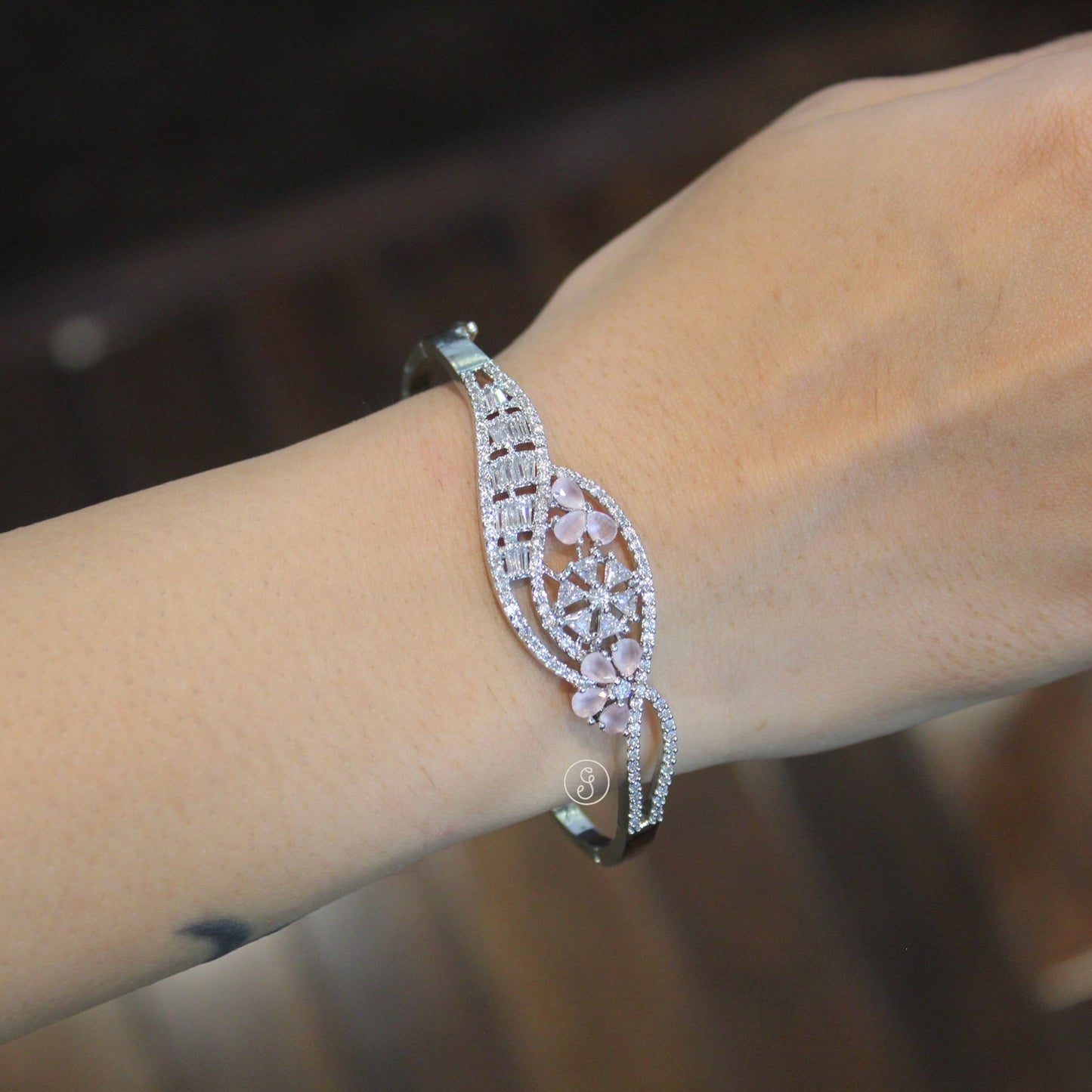 Real Diamond Lookalike Silver Toned Bracelet
