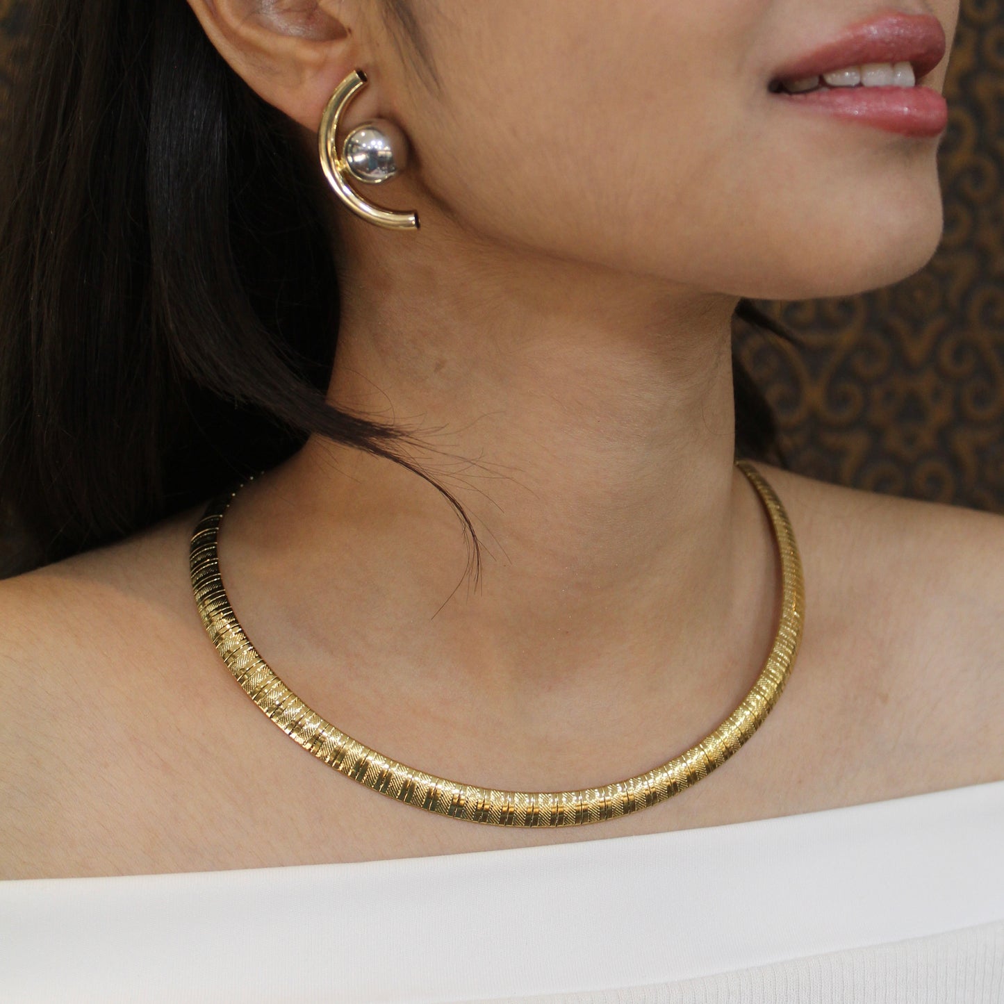 Unique Snake Chain With Dual Tone Studs