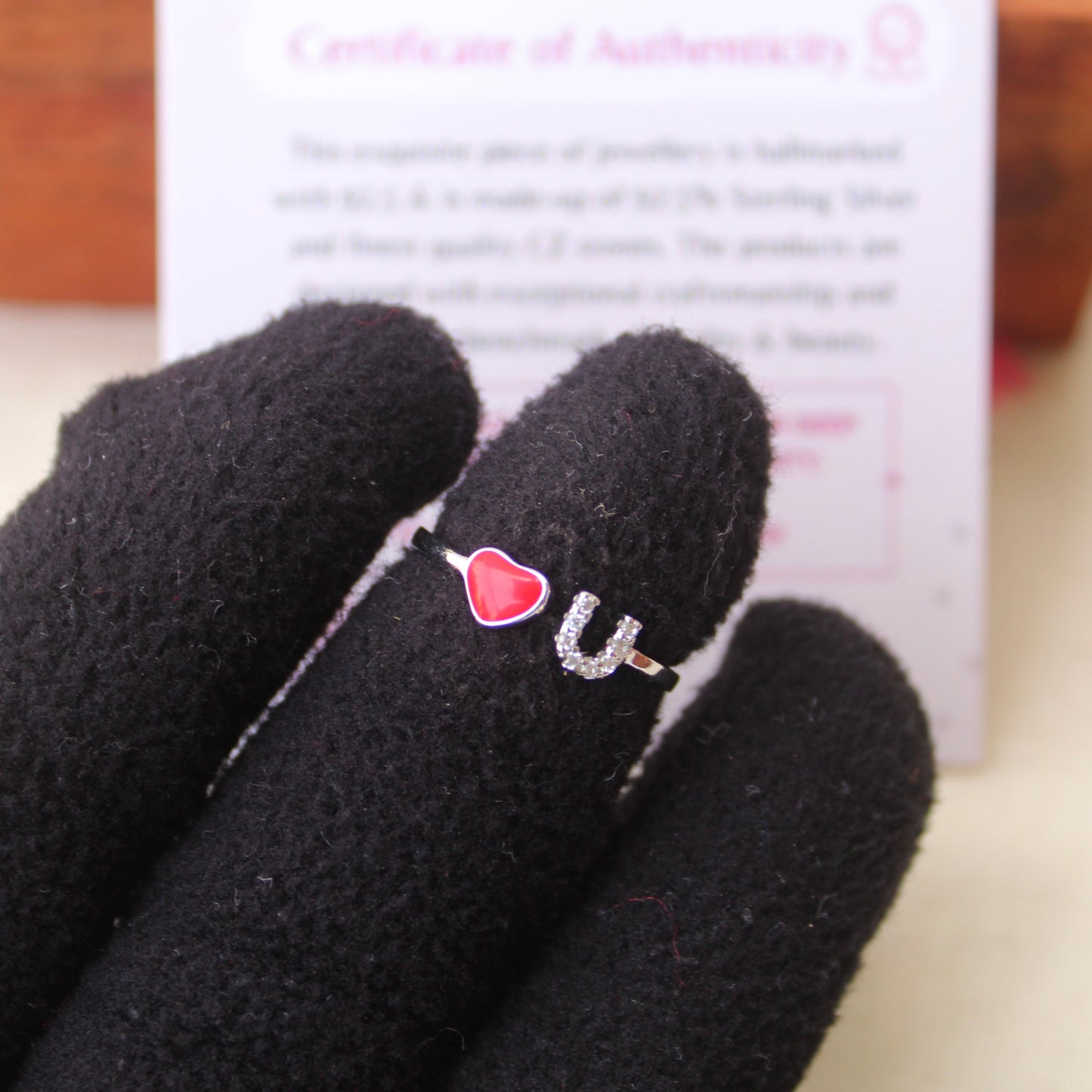 92.5 Pure Silver ‘Love U’ Design Adjustable Ring