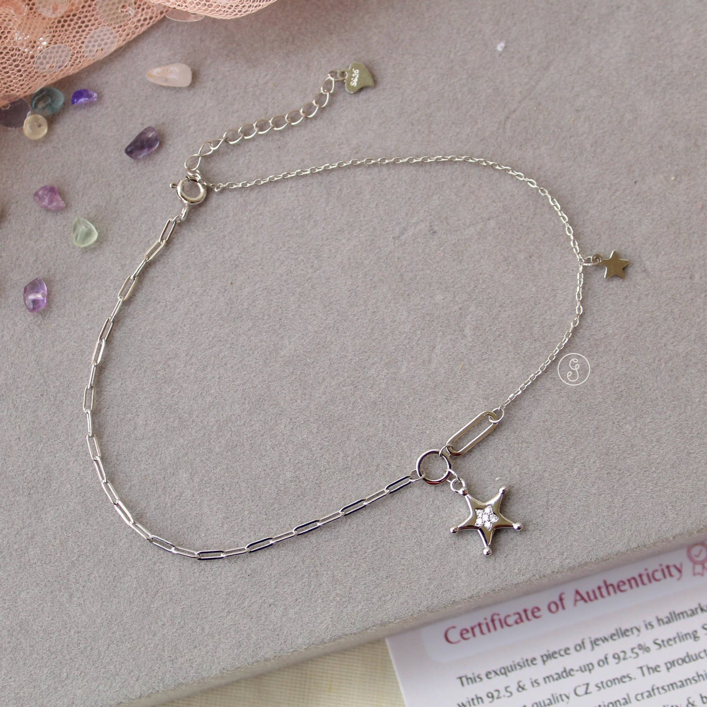 92.5 Pure Silver Chic Anklet With Star Charma