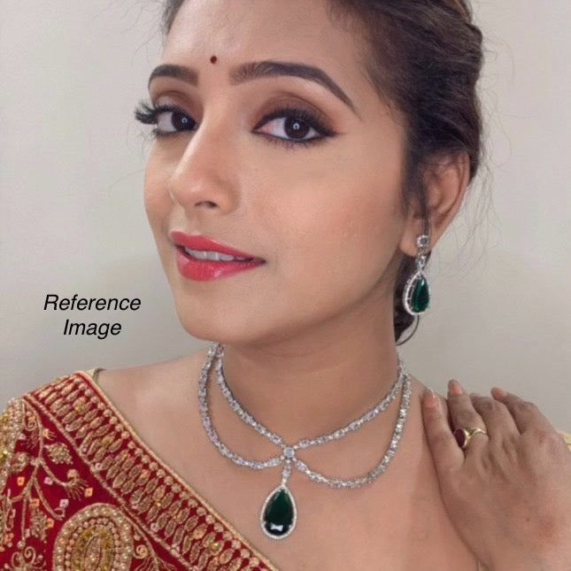 Ruby Stone & Cz Diamonds Work Designer Necklace Set