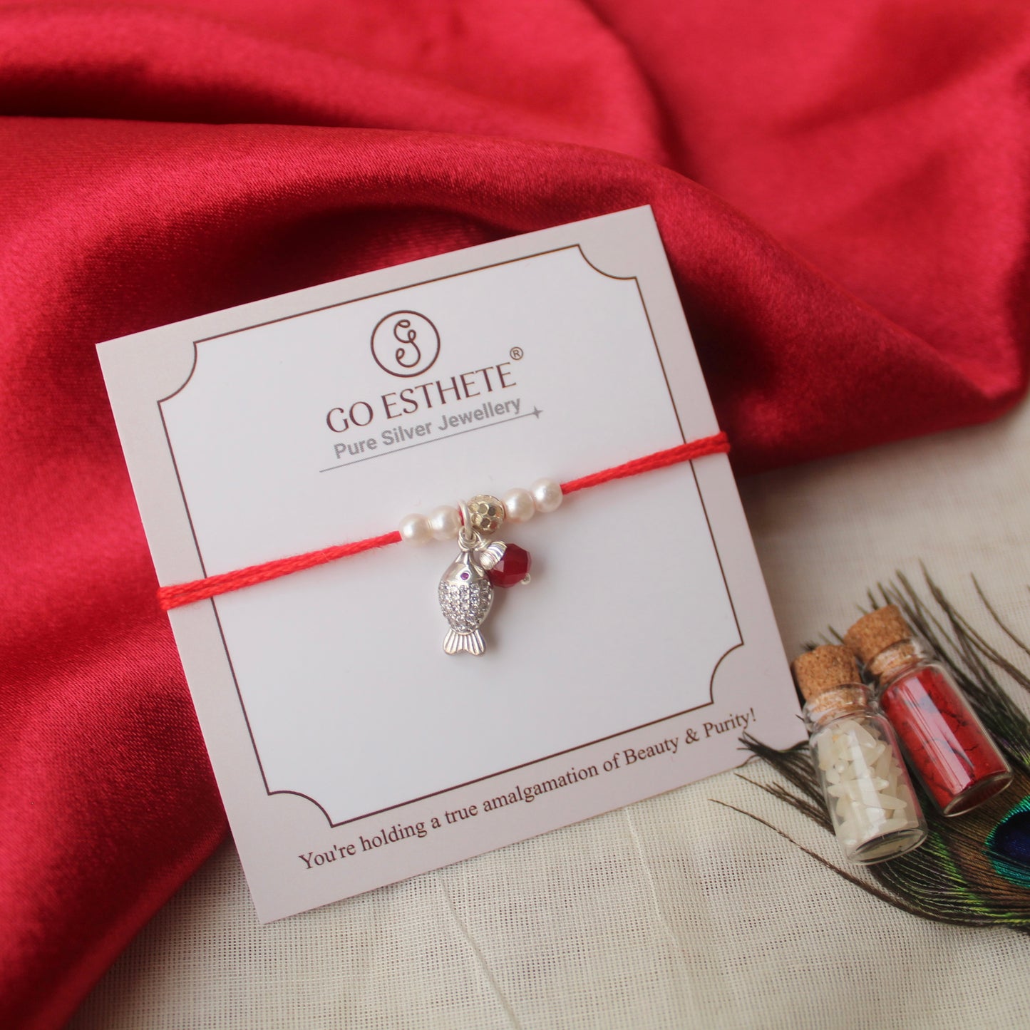 Pure Silver Fish Charm Rakhi