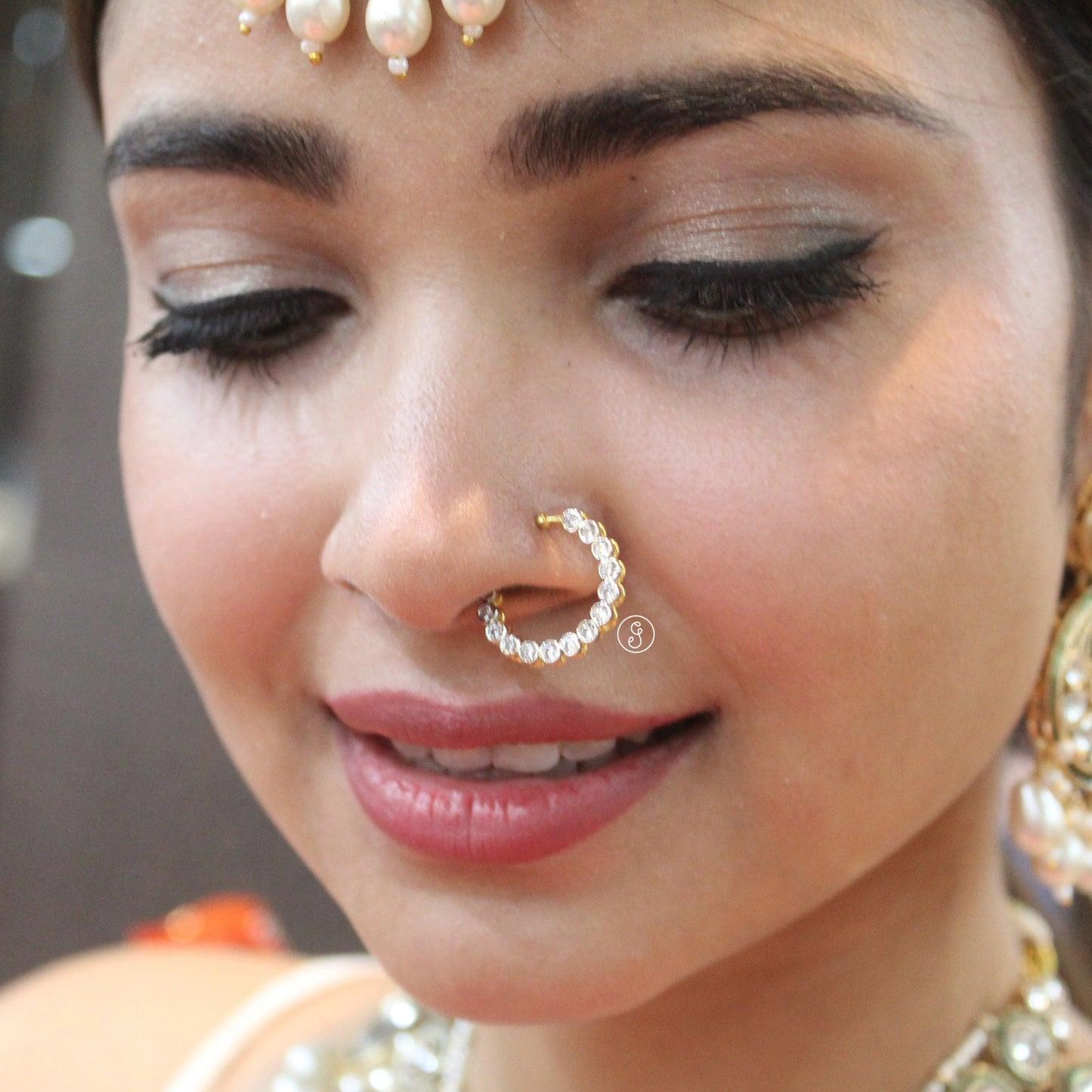 Elegant CZ Diamonds Work Press-On Nath/Nose Ring