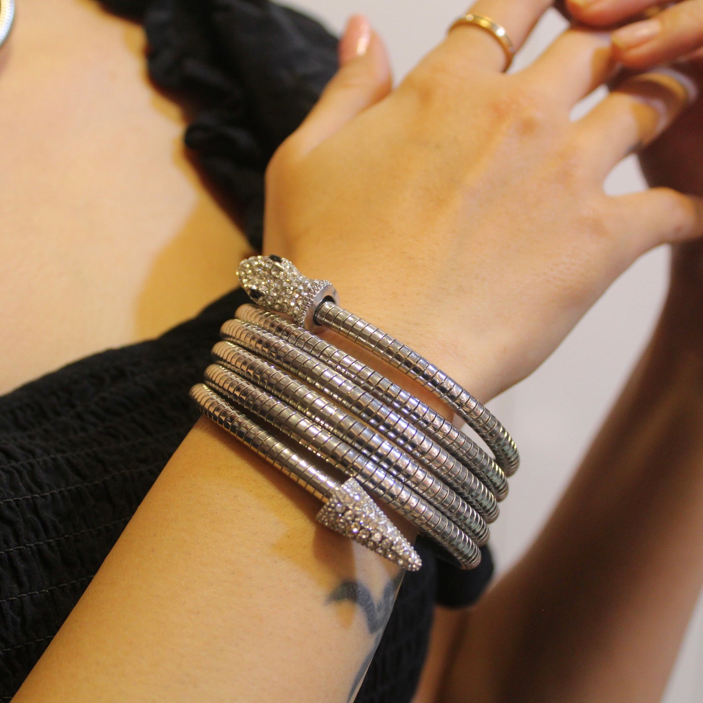 Silver Snake Design Statement Necklace & Bracelet