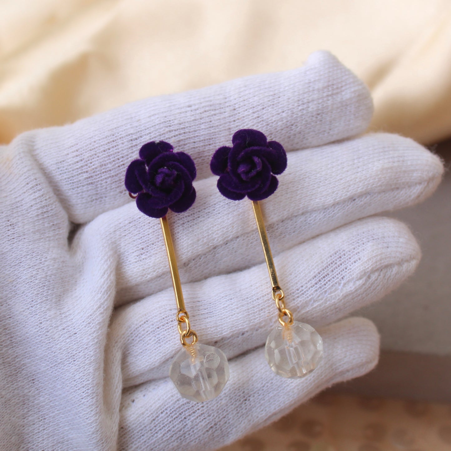 Indigo Flower Design Convertible Earrings