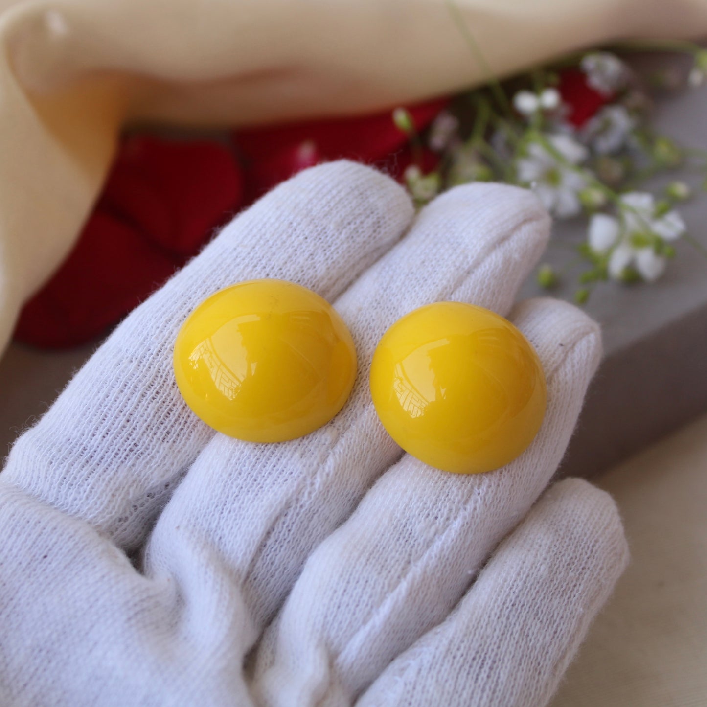Yellow Large Sized Stud Earrings