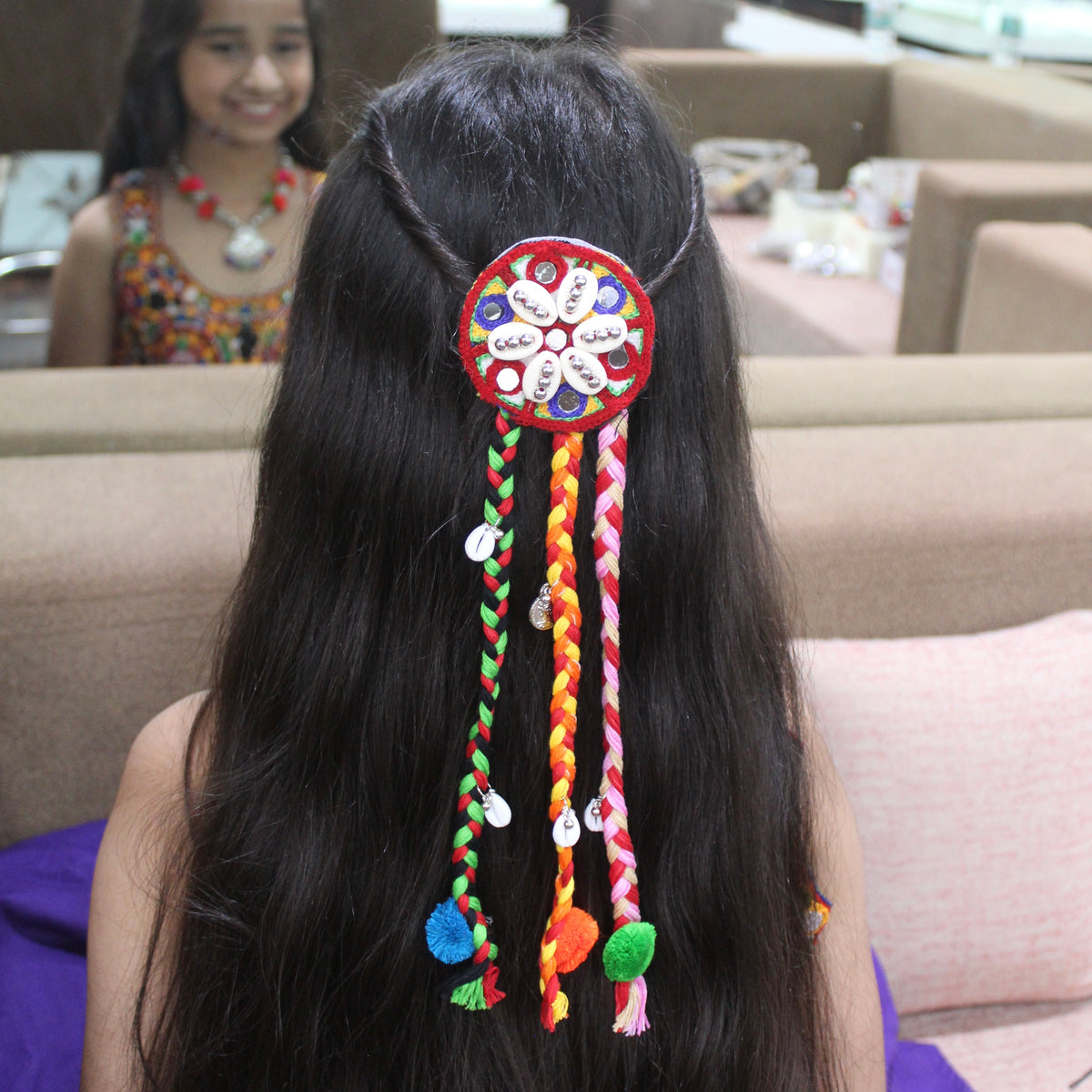 Gujarati-Style Multicolor Braided Hair Clip