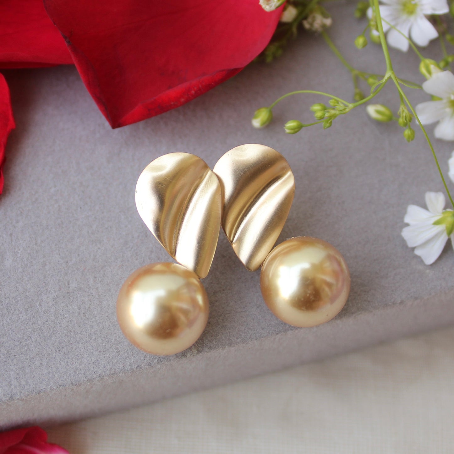 Graceful Golden Stud Earrings