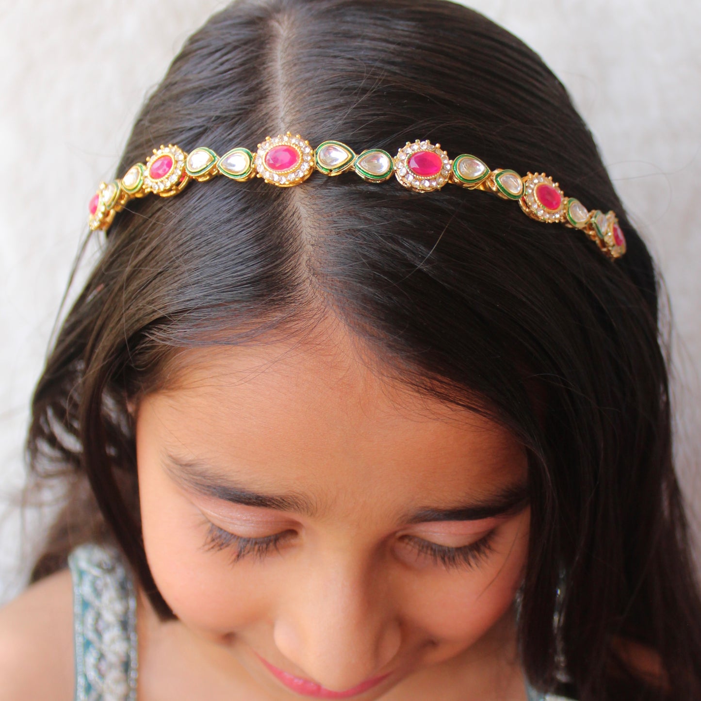 Pretty Ruby Kundan Charms Studded Hairband