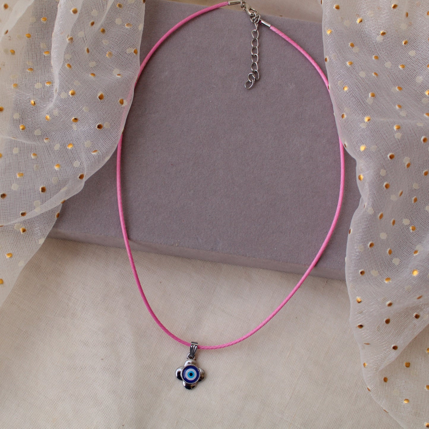 Pretty Pink Chain With Beautiful Evil Eye Pendant
