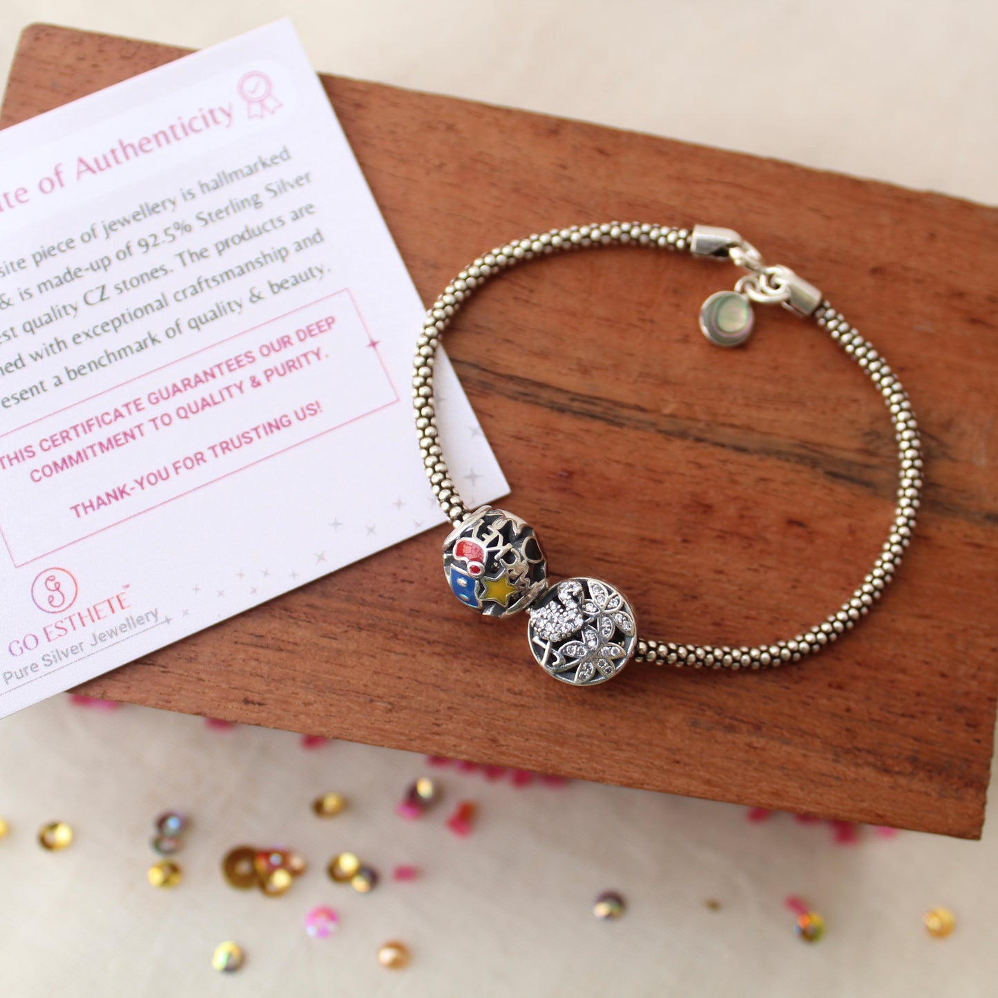 92.5 Pure Silver MOP & Diamonds Work Bracelet