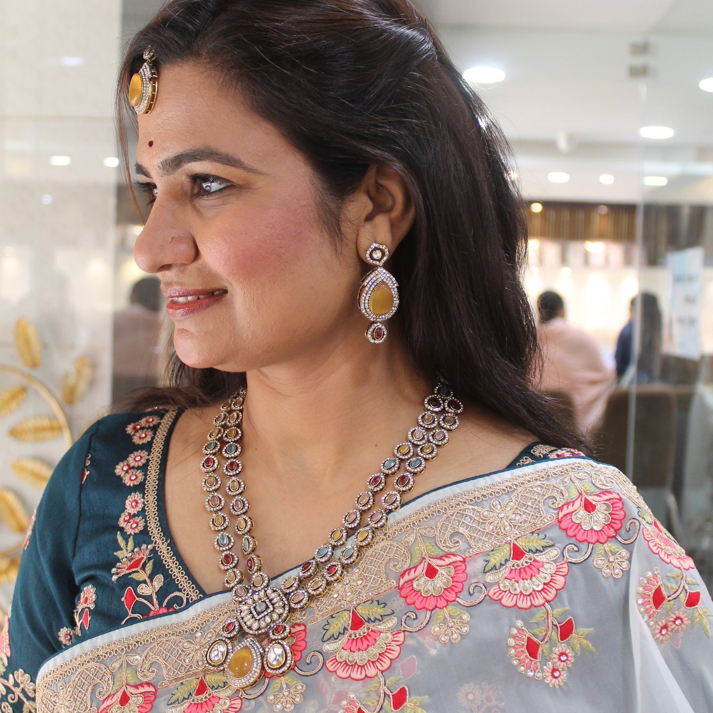 Multicolour Monalisa Stones Double Layered Set